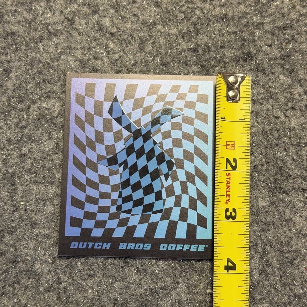Dutch Bros Coffee Sticker Glow in the Dark Warped Checkerboard 4/2026 Windmill - Picture 5 of 6